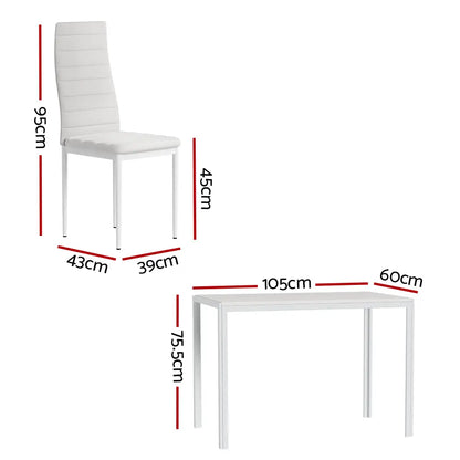 Dining Chairs and Table Set 4 Chair of 5 White