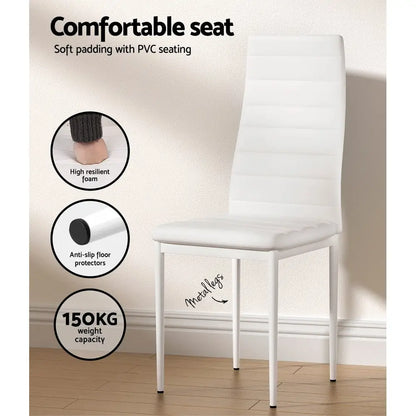 Dining Chairs and Table Set 4 Chair of 5 White