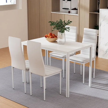 Dining Chairs and Table Set 4 Chair of 5 White