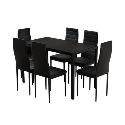 Dining Chairs and Table Set 6 Chair of 7 Black