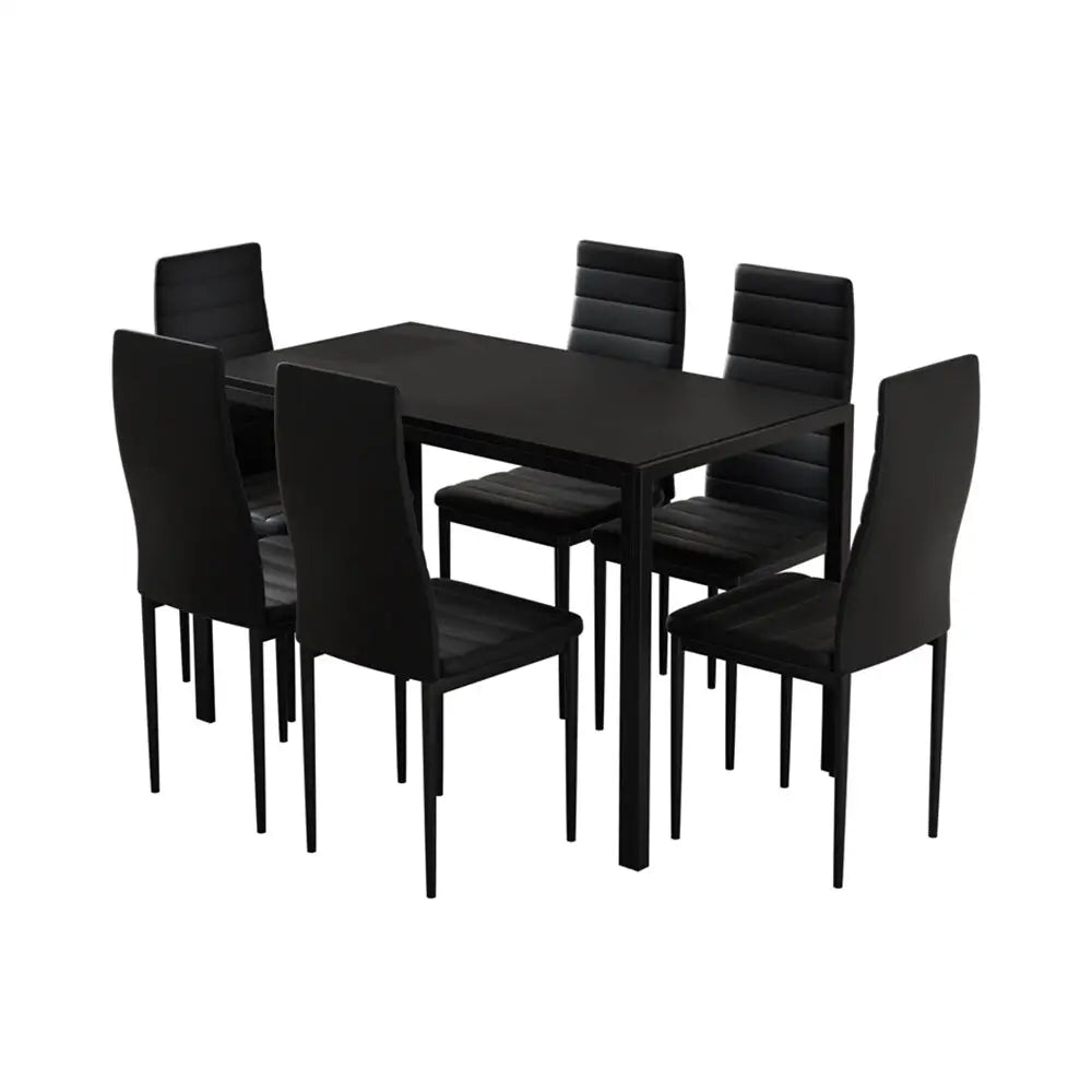 Dining Chairs and Table Set 6 Chair of 7 Black