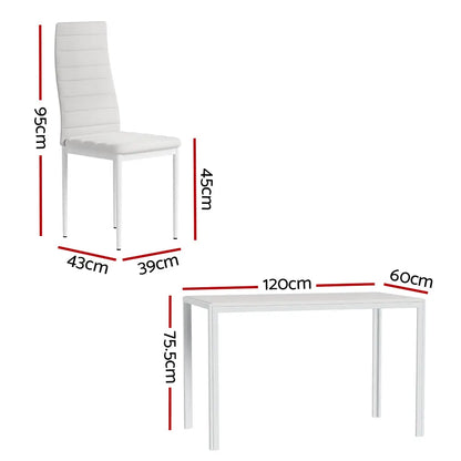 Dining Chairs and Table Set 6 Chair of 7 White