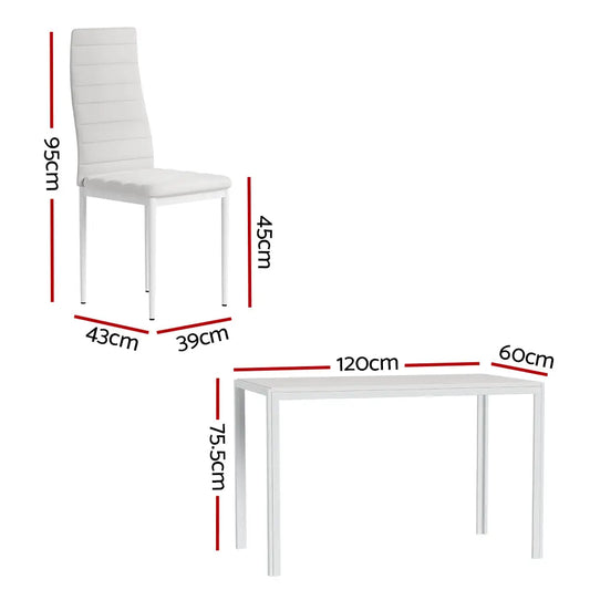 Dining Chairs and Table Set 6 Chair of 7 White