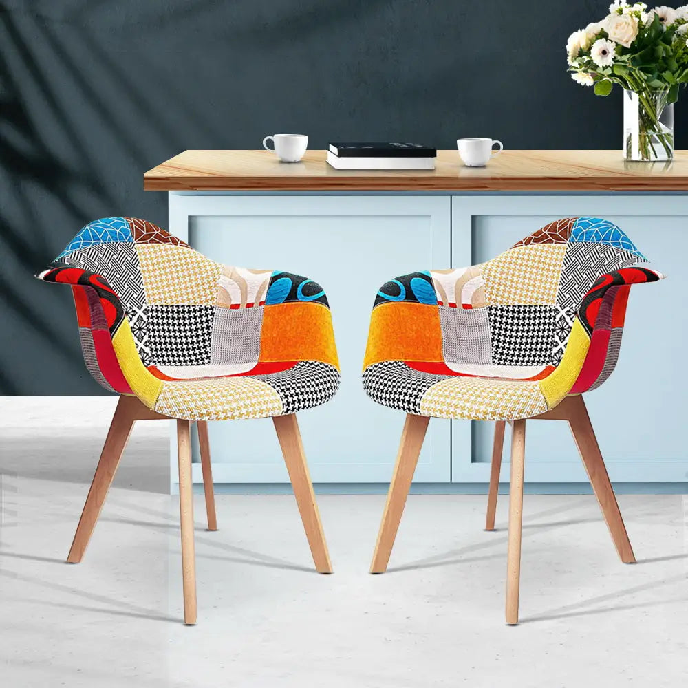 Dining Chairs Set of 2 Fabric Retro Replica Dsw