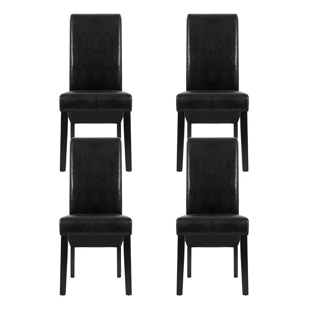 Dining Chairs Set of 2 Leather Parsons Chair Black