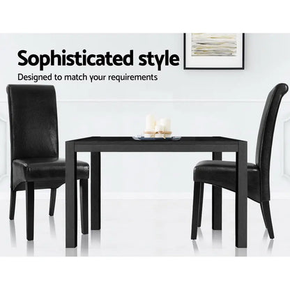 Dining Chairs Set of 2 Leather Parsons Chair Black
