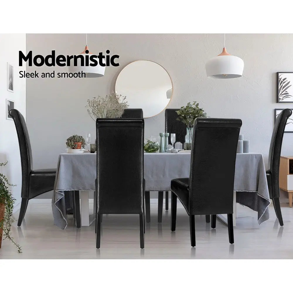 Dining Chairs Set of 2 Leather Parsons Chair Black
