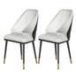 Dining Chairs Set of 2 Leather Seat Beige and Black