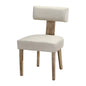 Dining Chairs Set of 2 Linen Fabric Wooden Beige