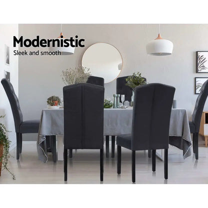 Dining Chairs Set of 2 Linen Parsons Chair Dark Grey