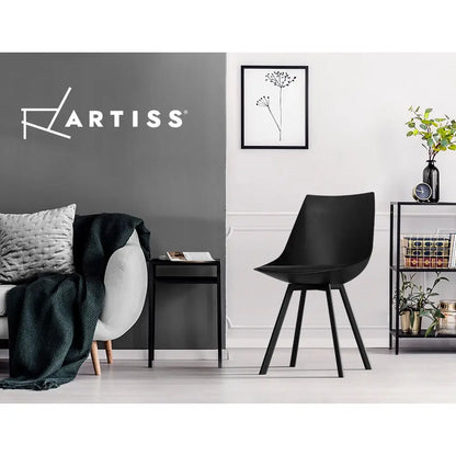 Dining Chairs Set of 2 Pu Leather Plastic Metal Black