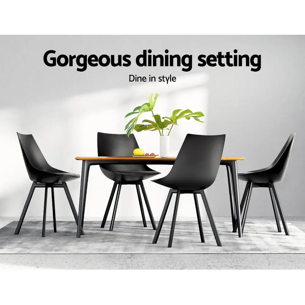 Dining Chairs Set of 2 Pu Leather Plastic Metal Black