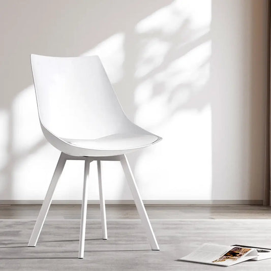 Dining Chairs Set of 2 Pu Leather Plastic Metal White