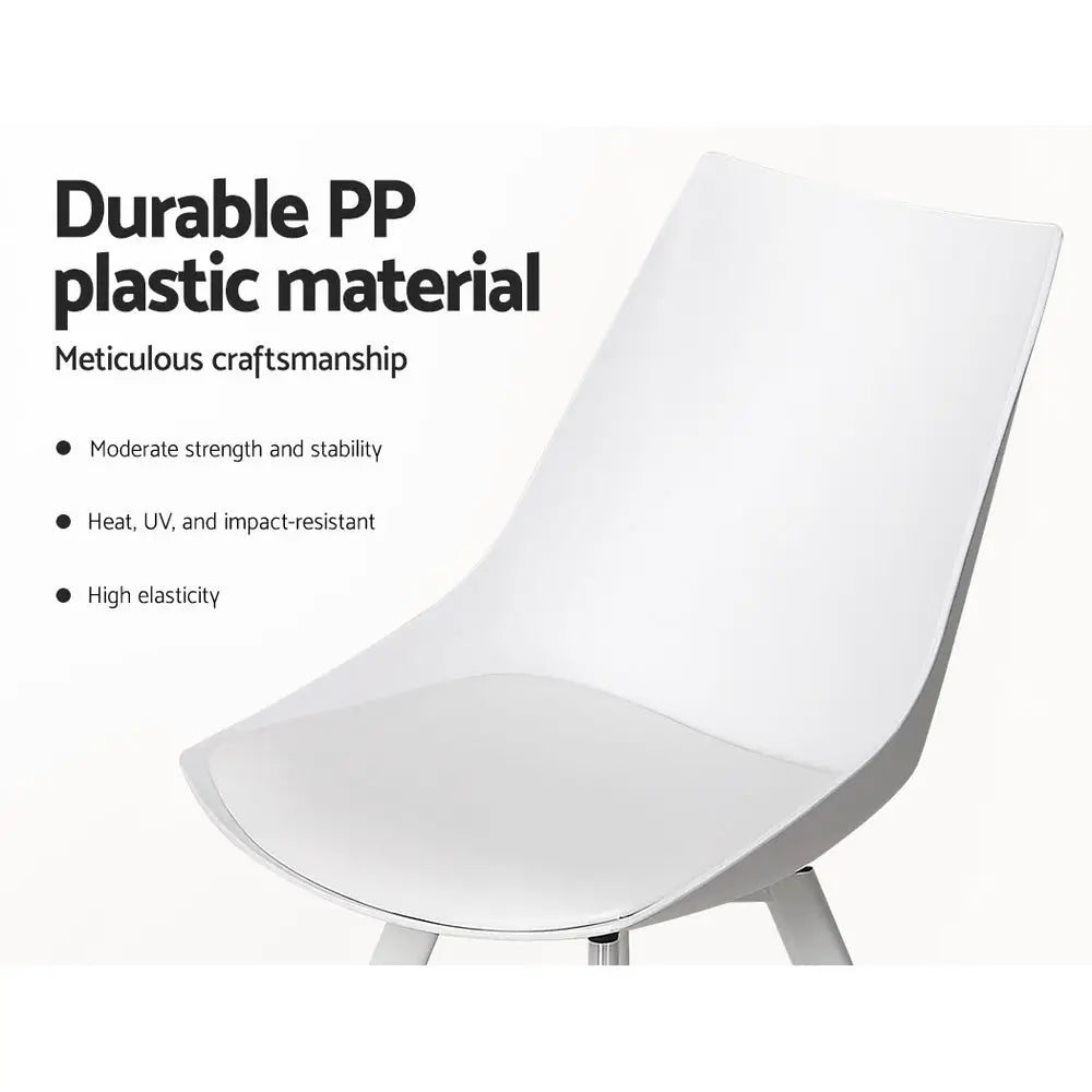 Dining Chairs Set of 2 Pu Leather Plastic Metal White