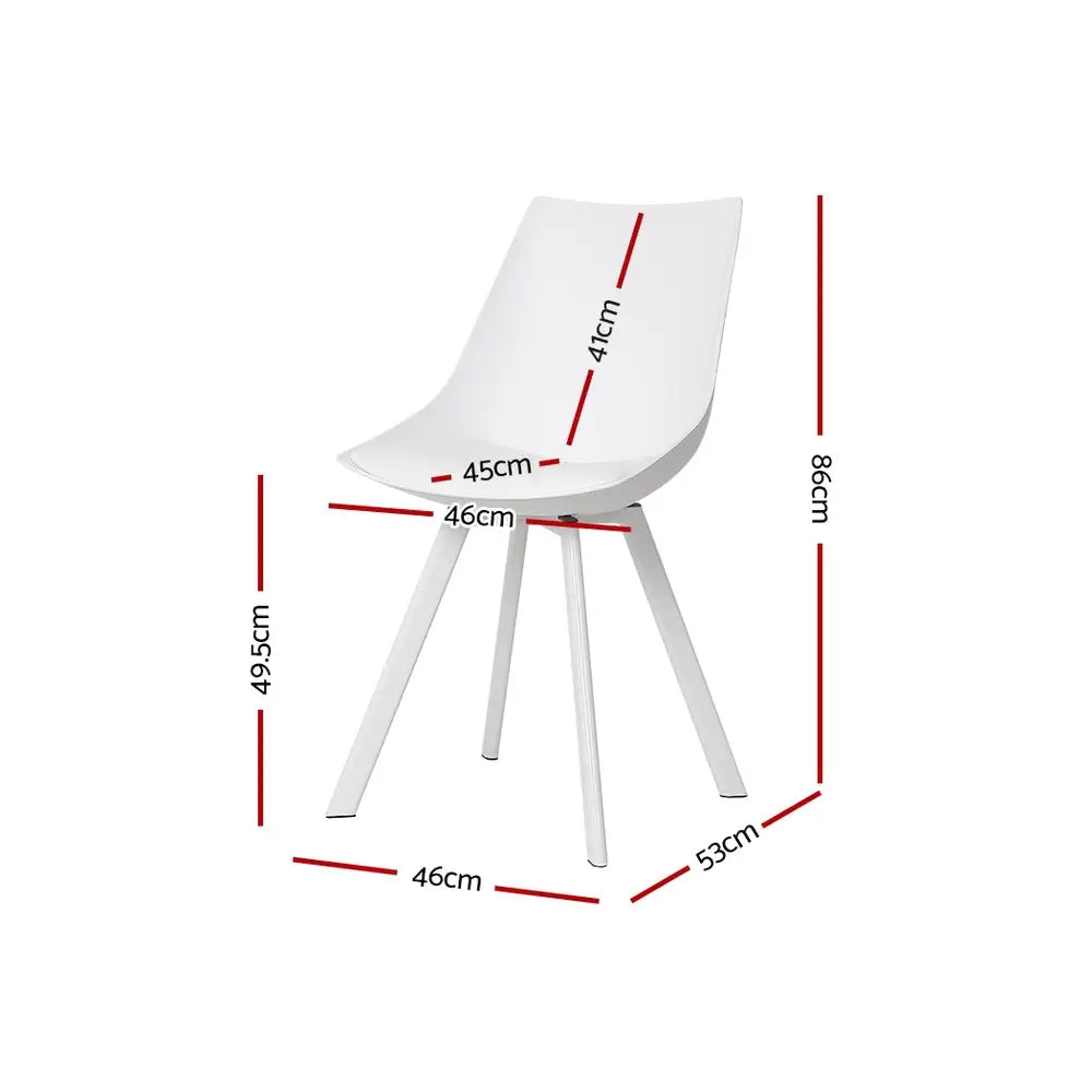Dining Chairs Set of 2 Pu Leather Plastic Metal White