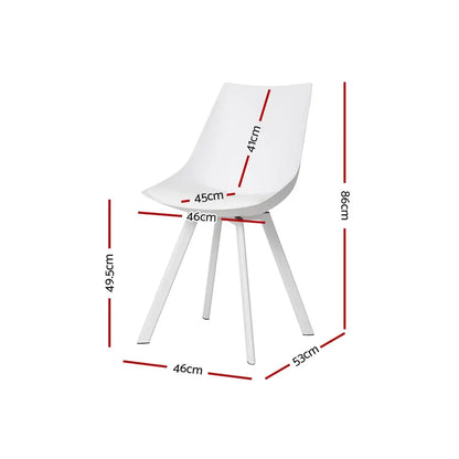 Dining Chairs Set of 2 Pu Leather Plastic Metal White