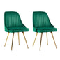 Dining Chairs Set of 2 Velvet Channel Tufted Green