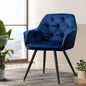 Dining Chairs Set of 2 Velvet Diamond Tufted Armchair Blue
