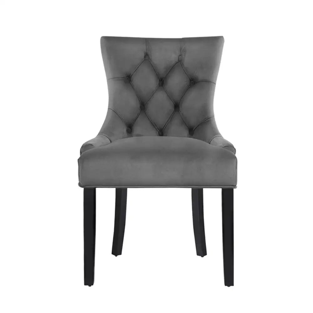 Dining Chairs Set of 2 Velvet French Provincial Grey