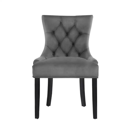 Dining Chairs Set of 2 Velvet French Provincial Grey