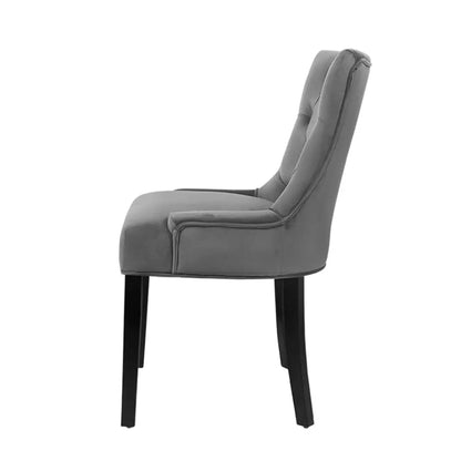 Dining Chairs Set of 2 Velvet French Provincial Grey