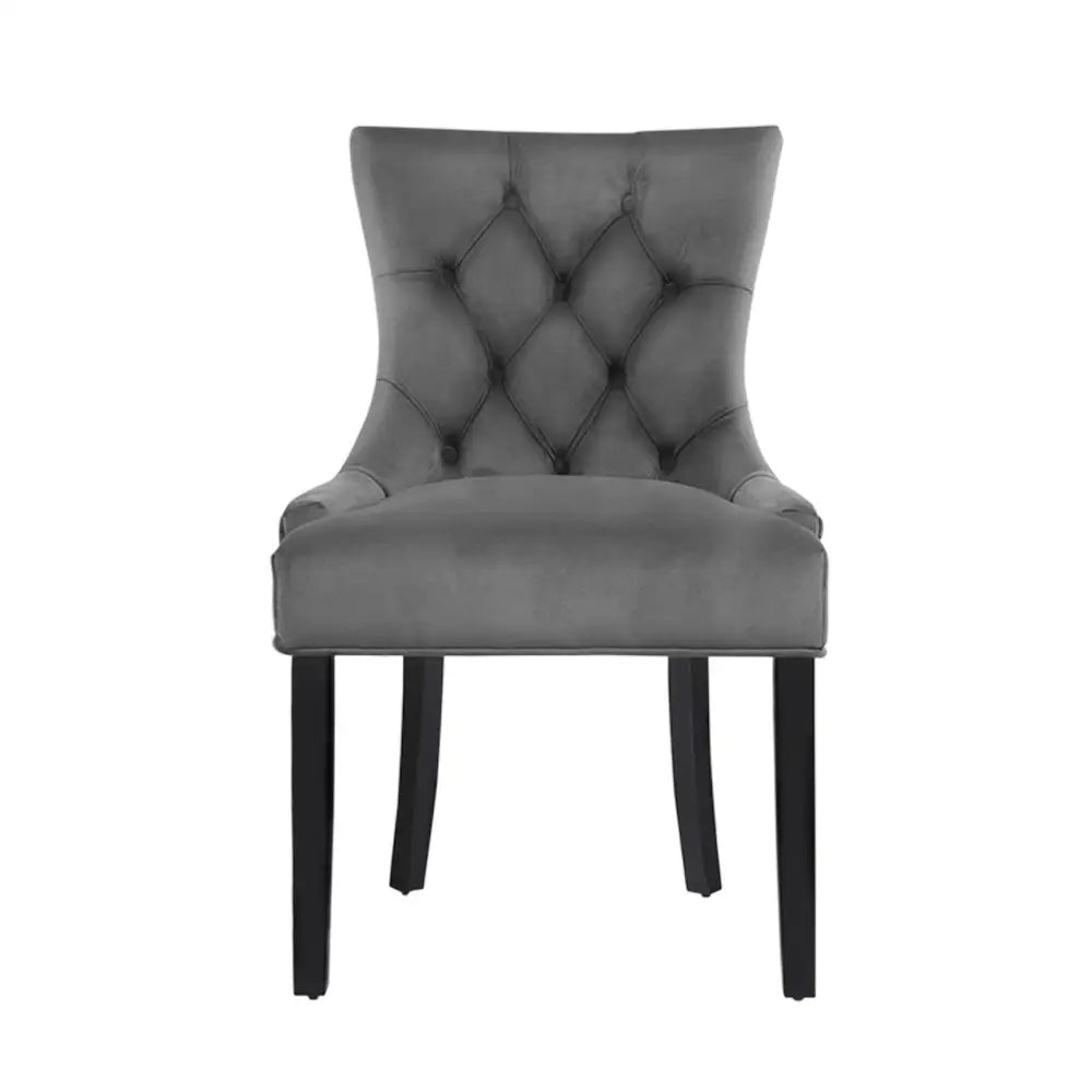 Dining Chairs Set of 2 Velvet French Provincial Grey