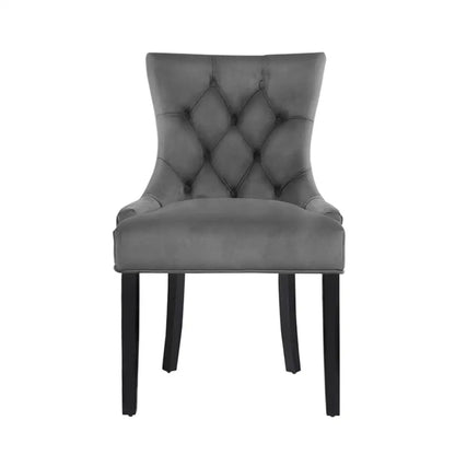 Dining Chairs Set of 2 Velvet French Provincial Grey