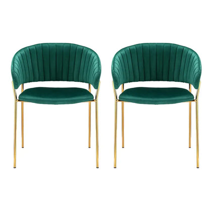 Dining Chairs Set of 2 Velvet Hollow Armchair Green