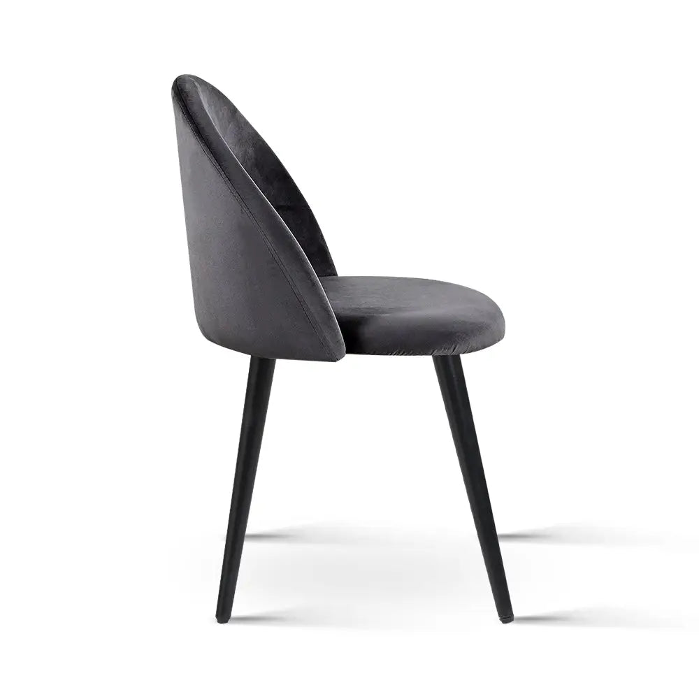 Dining Chairs Set of 2 Velvet Solid Curved Dark Grey