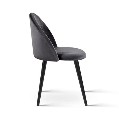 Dining Chairs Set of 2 Velvet Solid Curved Dark Grey