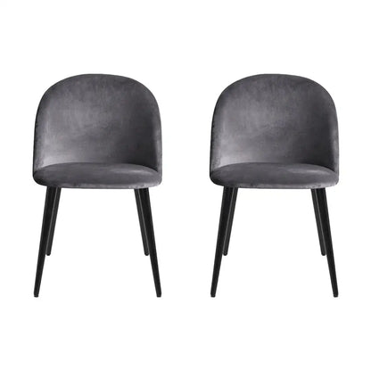Dining Chairs Set of 2 Velvet Solid Curved Dark Grey