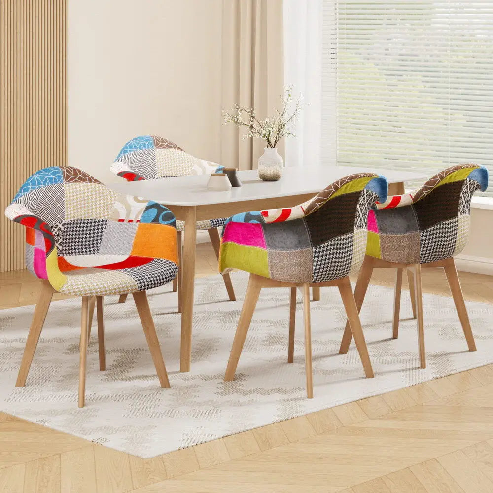 Dining Chairs Set of 4 Fabric Retro Replica Dsw