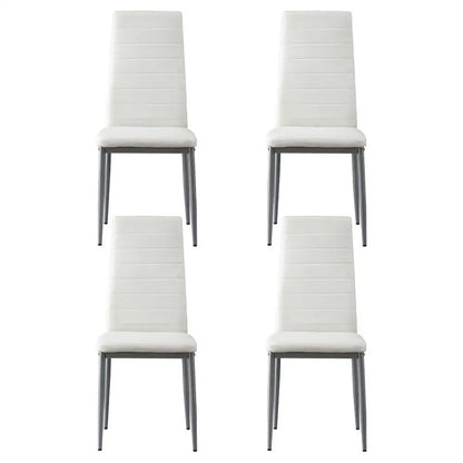 Dining Chairs Set of 4 Leather Channel Tufted White