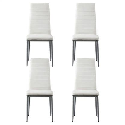 Dining Chairs Set of 4 Leather Channel Tufted White
