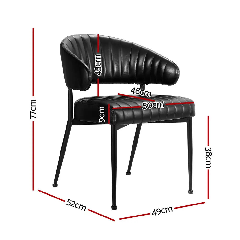 Dining Chairs Set of 4 Leather Hollow Armchair Black