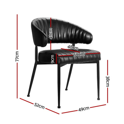 Dining Chairs Set of 4 Leather Hollow Armchair Black