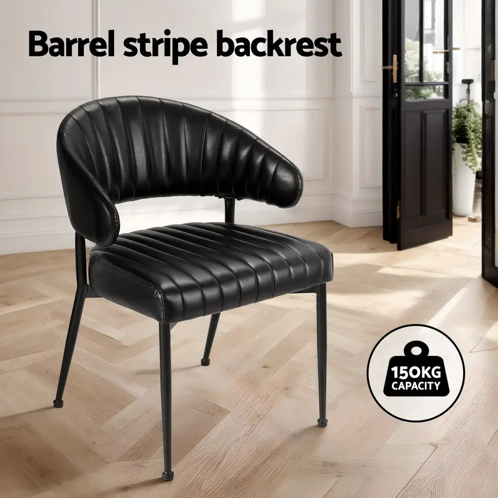 Dining Chairs Set of 4 Leather Hollow Armchair Black