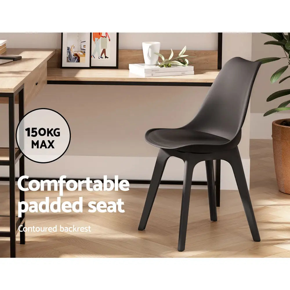 Dining Chairs Set of 4 Leather Plastic Dsw Replica Black