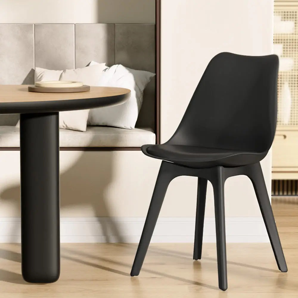 Dining Chairs Set of 4 Leather Plastic Dsw Replica Black