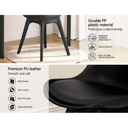 Dining Chairs Set of 4 Leather Plastic Dsw Replica Black