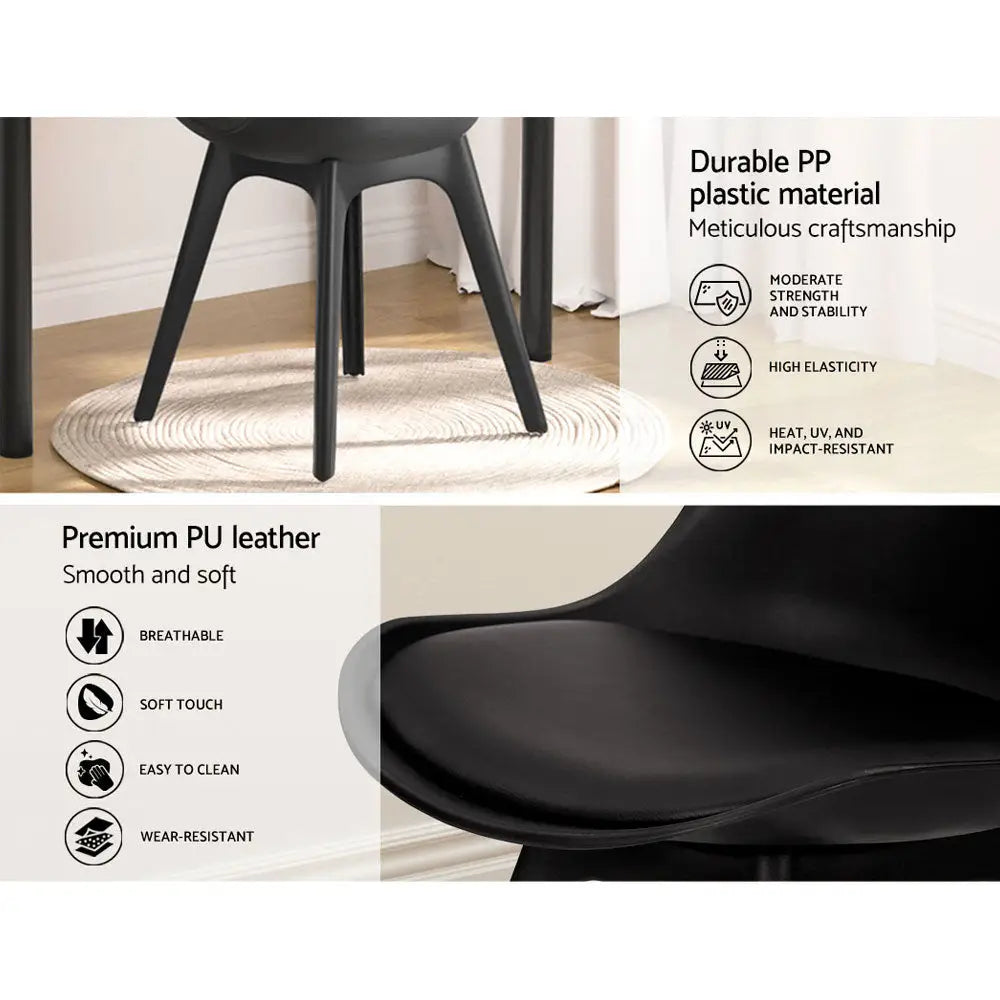 Dining Chairs Set of 4 Leather Plastic Dsw Replica Black