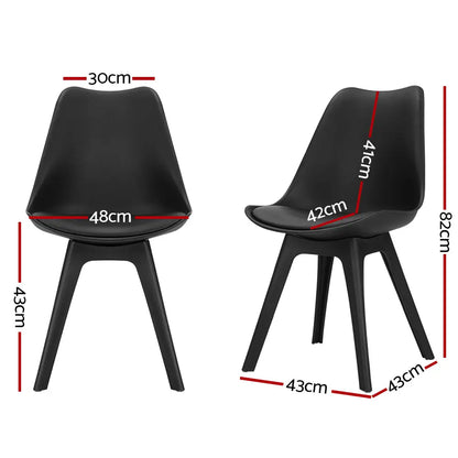 Dining Chairs Set of 4 Leather Plastic Dsw Replica Black