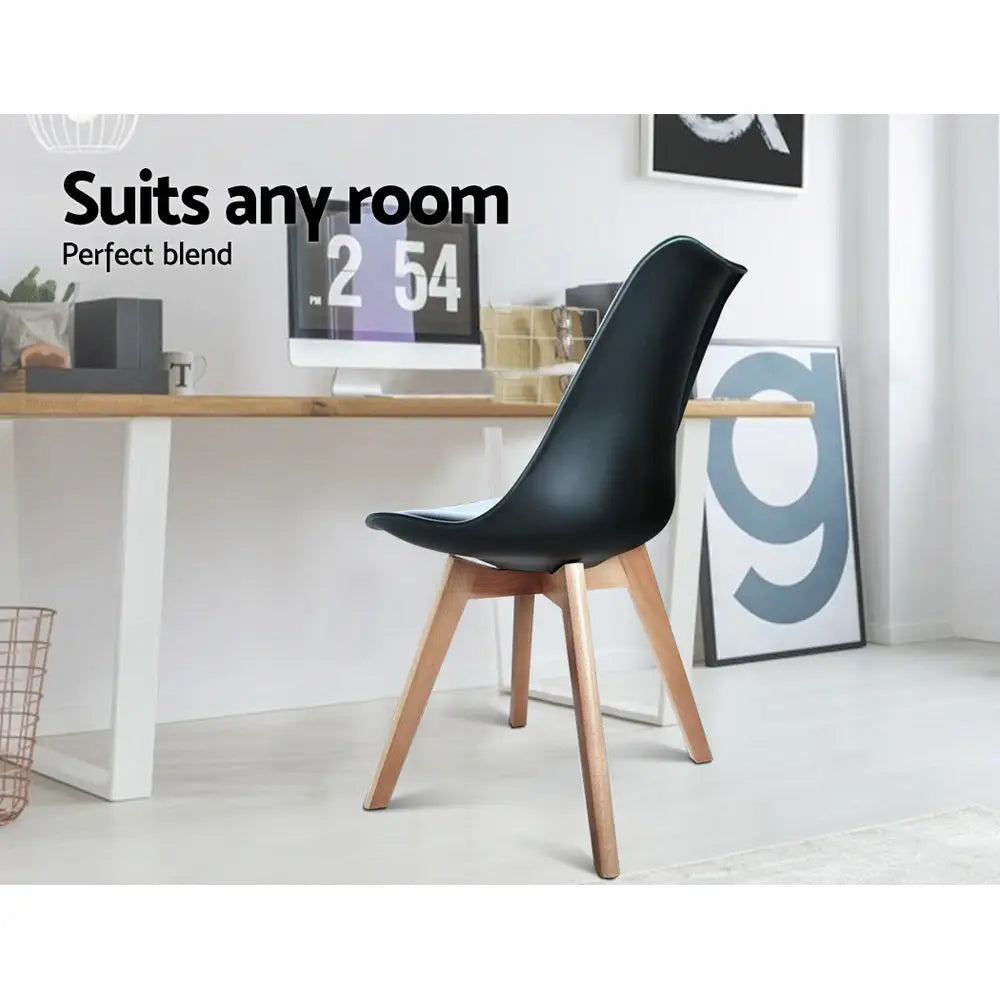 Dining Chairs Set of 4 Leather Plastic Dsw Replica Wooden Black