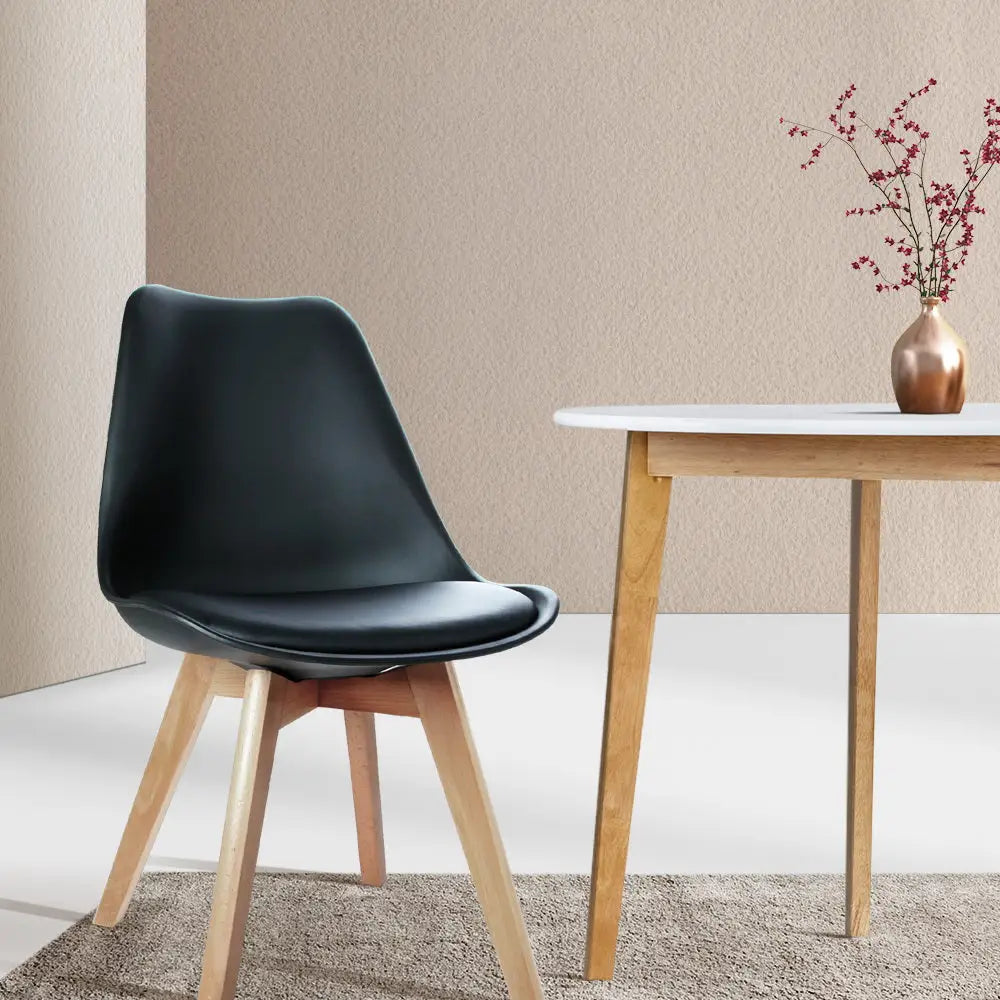 Dining Chairs Set of 4 Leather Plastic Dsw Replica Wooden Black