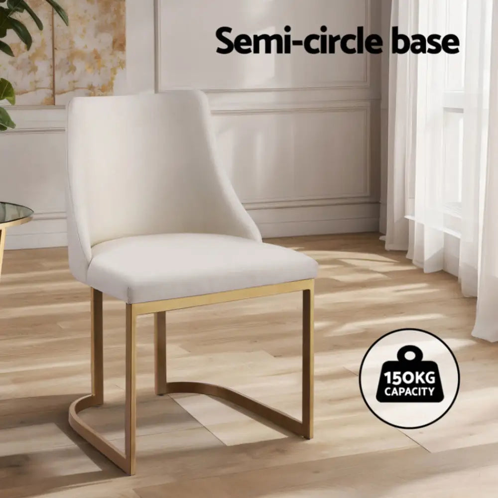 Dining Chairs Set of 4 Linen Fabric Frame Beige