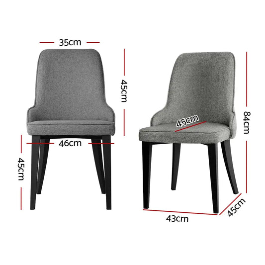 Dining Chairs Set of 4 Linen Fabric Grey