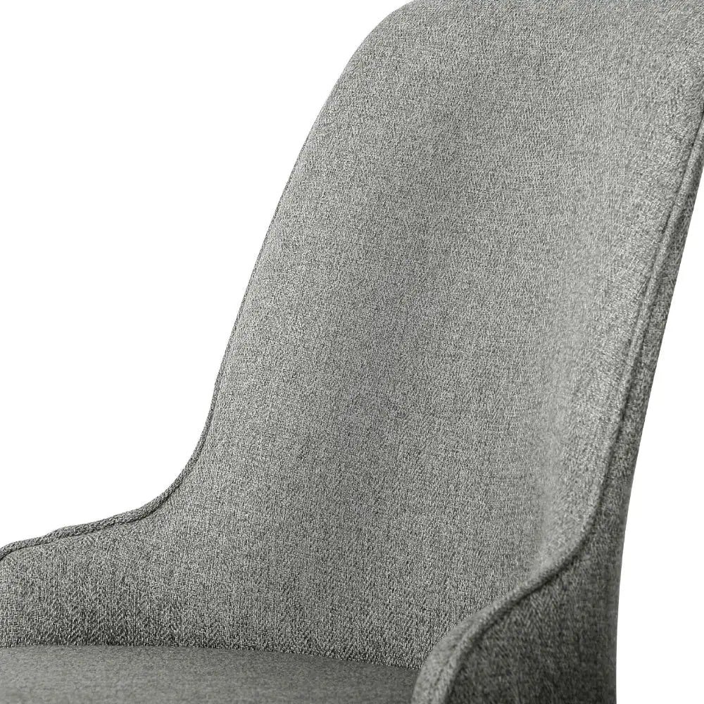 Dining Chairs Set of 4 Linen Fabric Grey