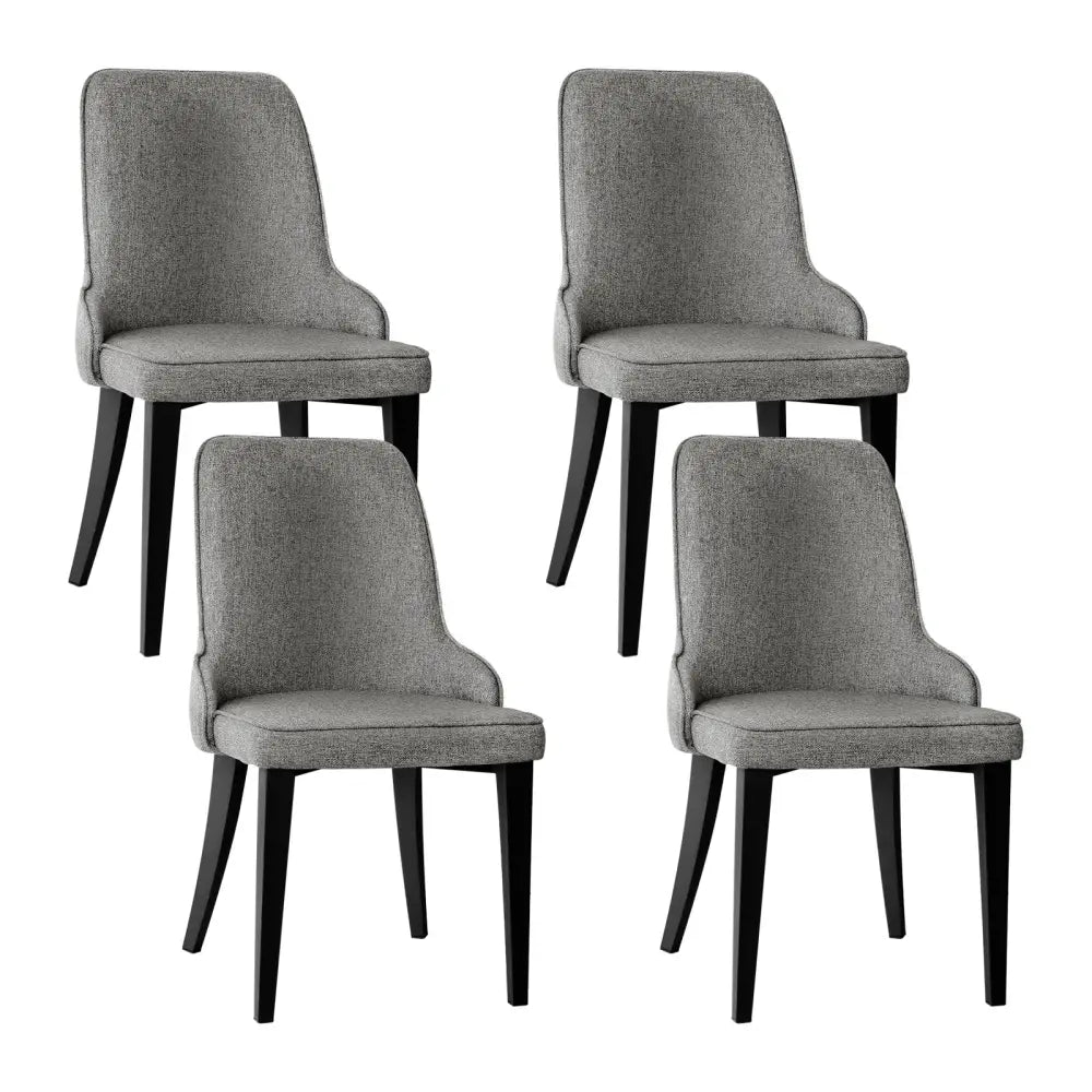 Dining Chairs Set of 4 Linen Fabric Grey