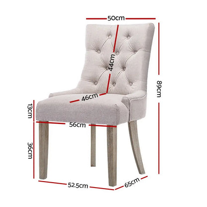 Dining Chairs Set of 4 Linen French Provincial Beige