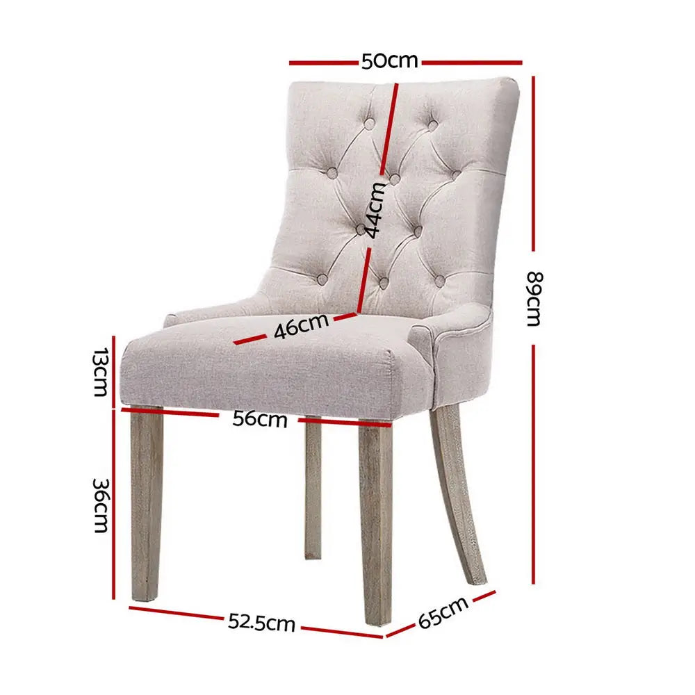 Dining Chairs Set of 4 Linen French Provincial Beige